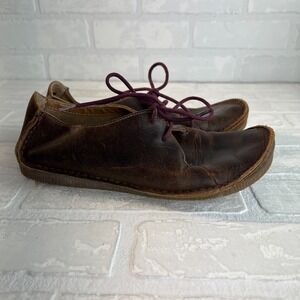 Clarks Shoes Womens 7.5 Brown Leather Janey Mae Artisan Purple Lace Up Moccasins